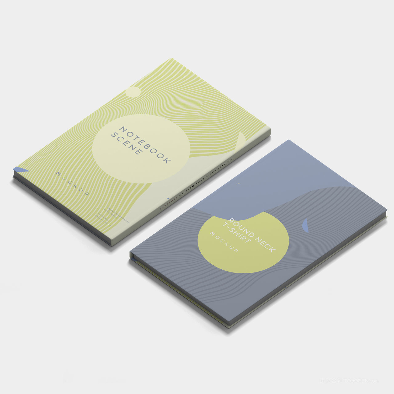 两本书籍产品画册封面贴图样机