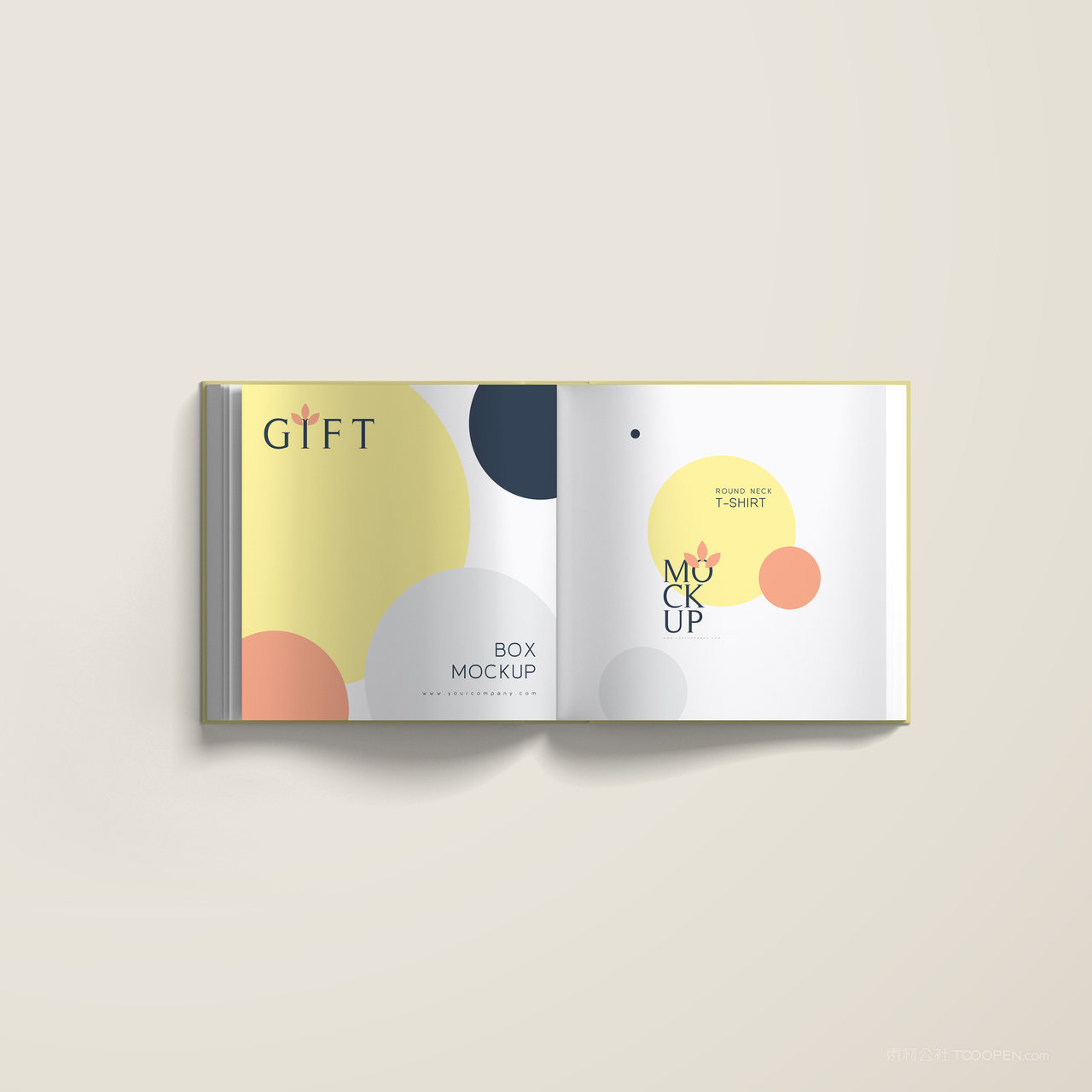 打开的方形书籍画册贴图样机