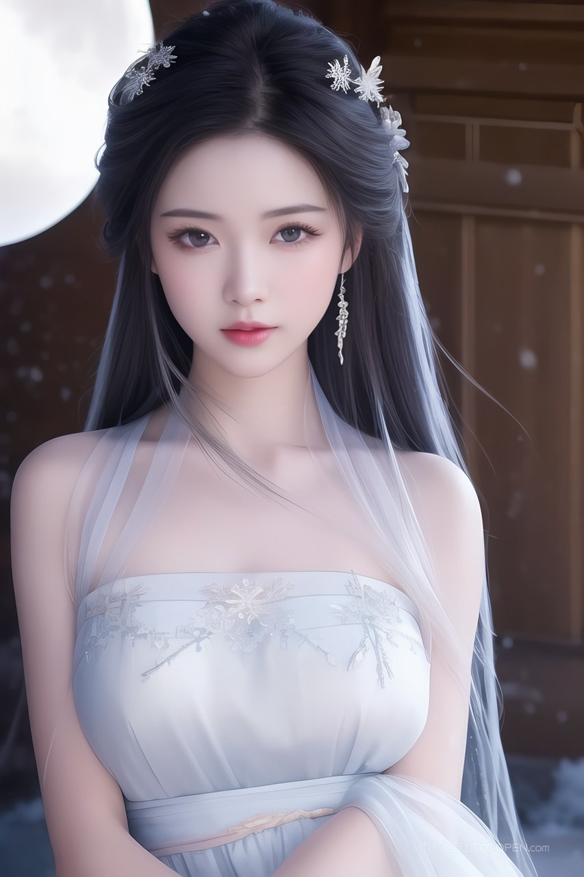 长发齐腰的古风ai美女MM居家艺术照片