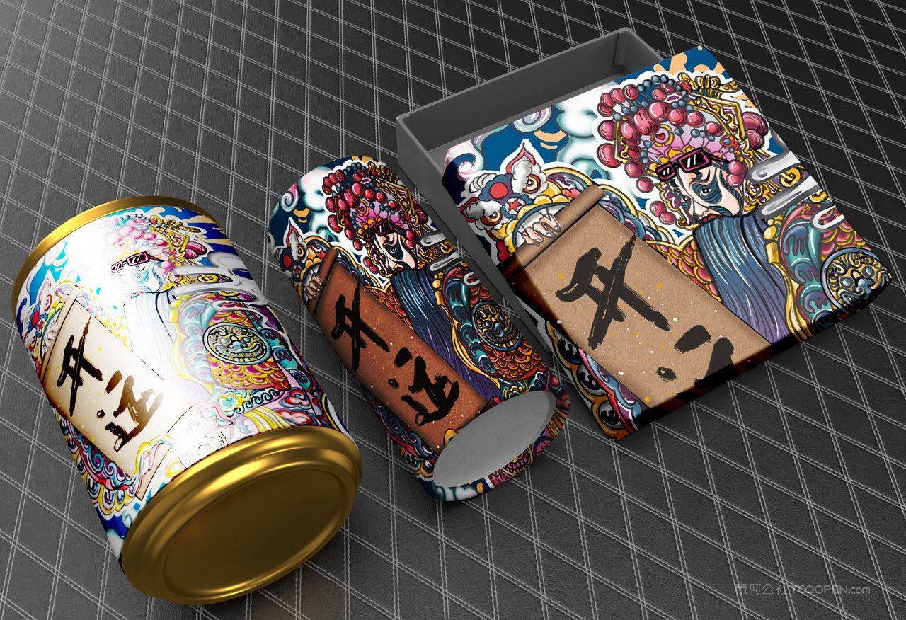 中国潮文创年货圆罐礼盒装样机  (2)