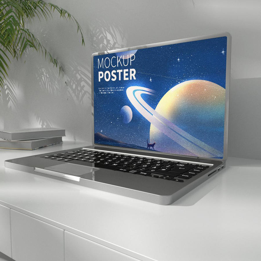 电脑笔记本商务蓝色显示屏桌面ui样机 (3)