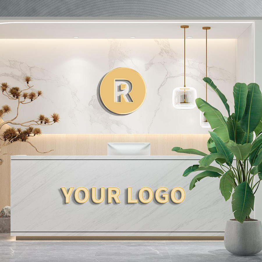 企业前台vi形象墙logo标志样机前台样机 (2)