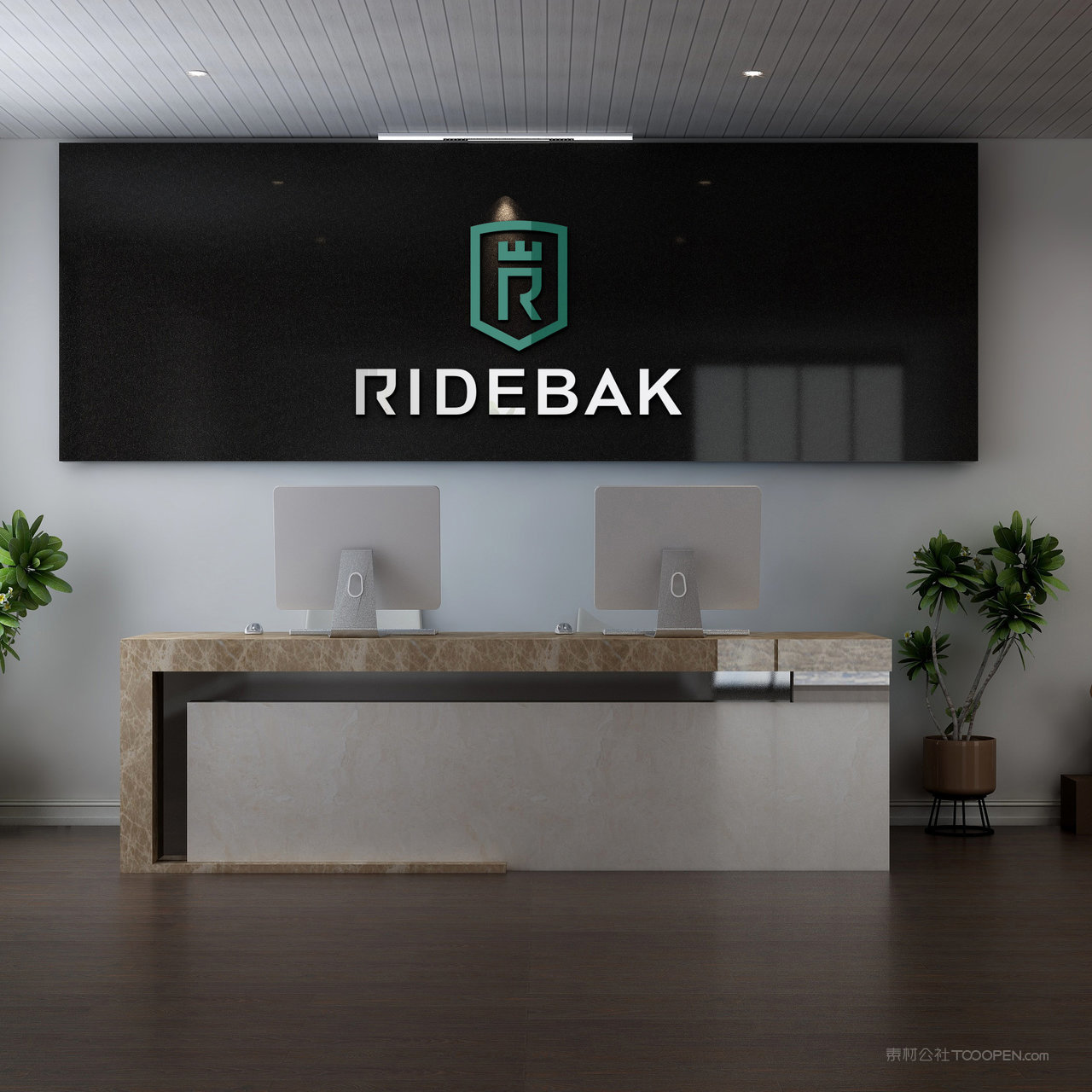 前台公司形象墙logo贴图样机