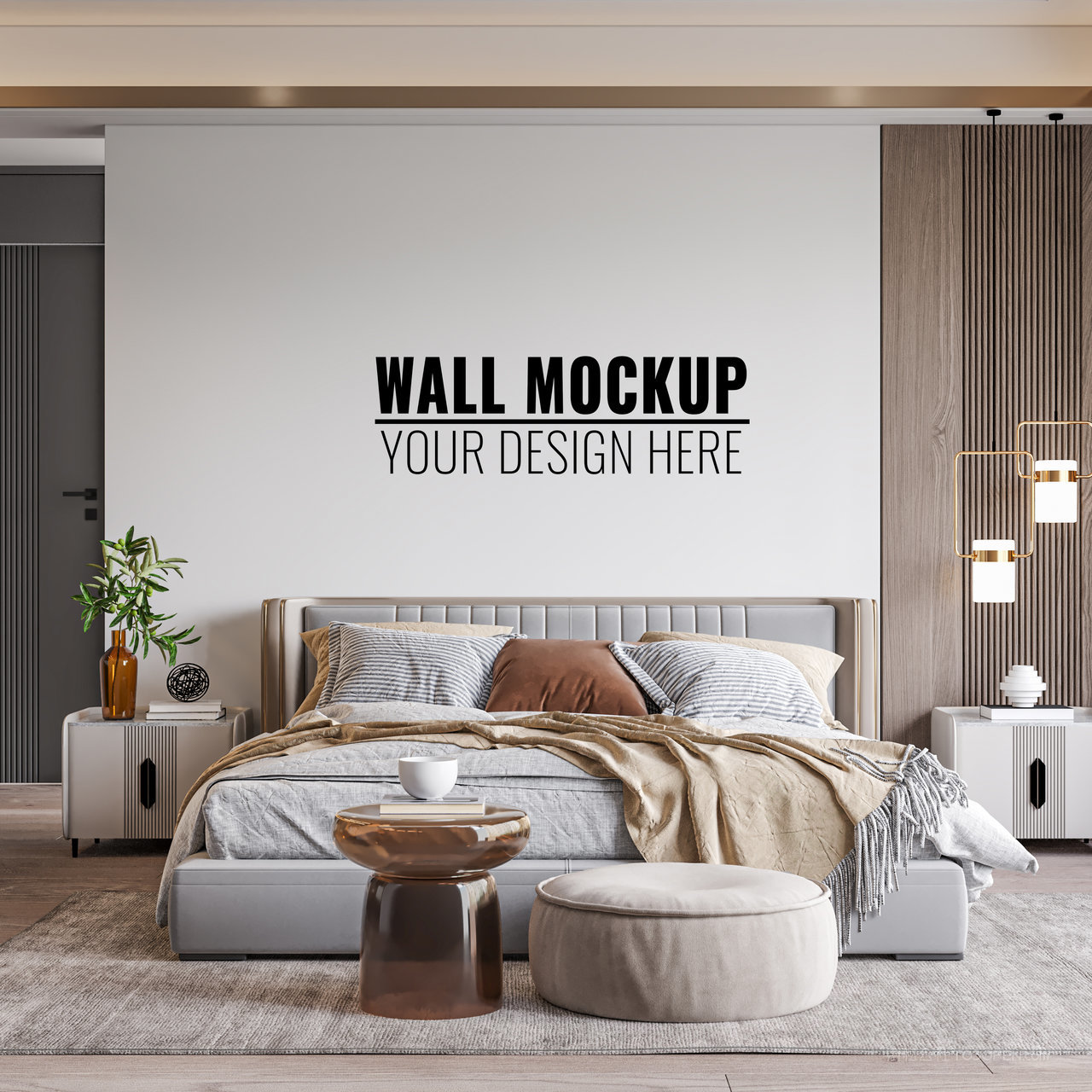 墙面装饰卧室背景墙贴图样机