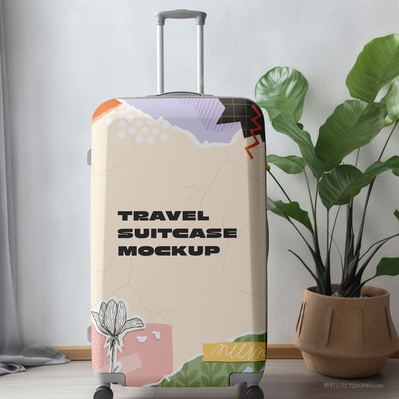 潮人必备行李箱贴图样机