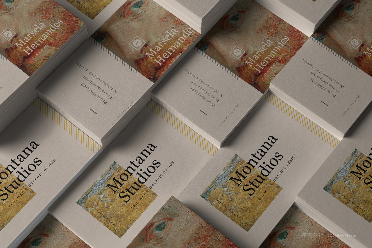 美术艺术展览馆平铺名片样机