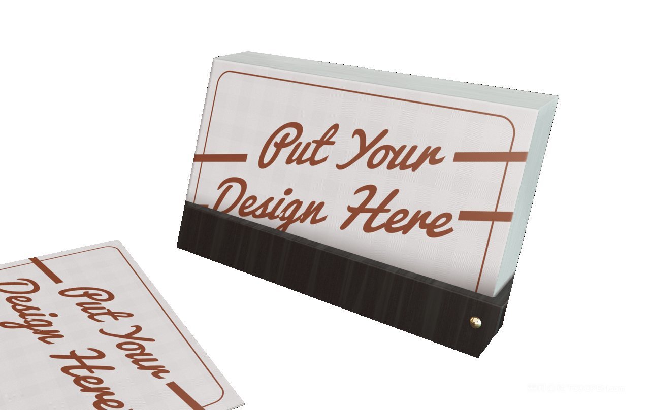名片放在名片架上贴图场景样机 (1)
