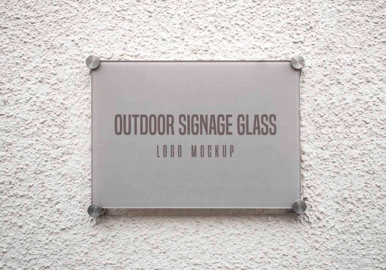 透明玻璃亚克力夹板logo广告牌门牌铭牌效果展示样机 (15)