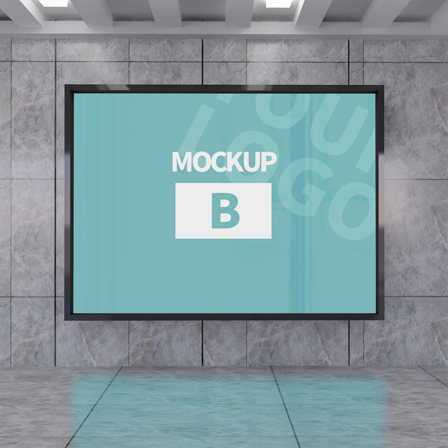 城市地铁室内广告牌海报样机