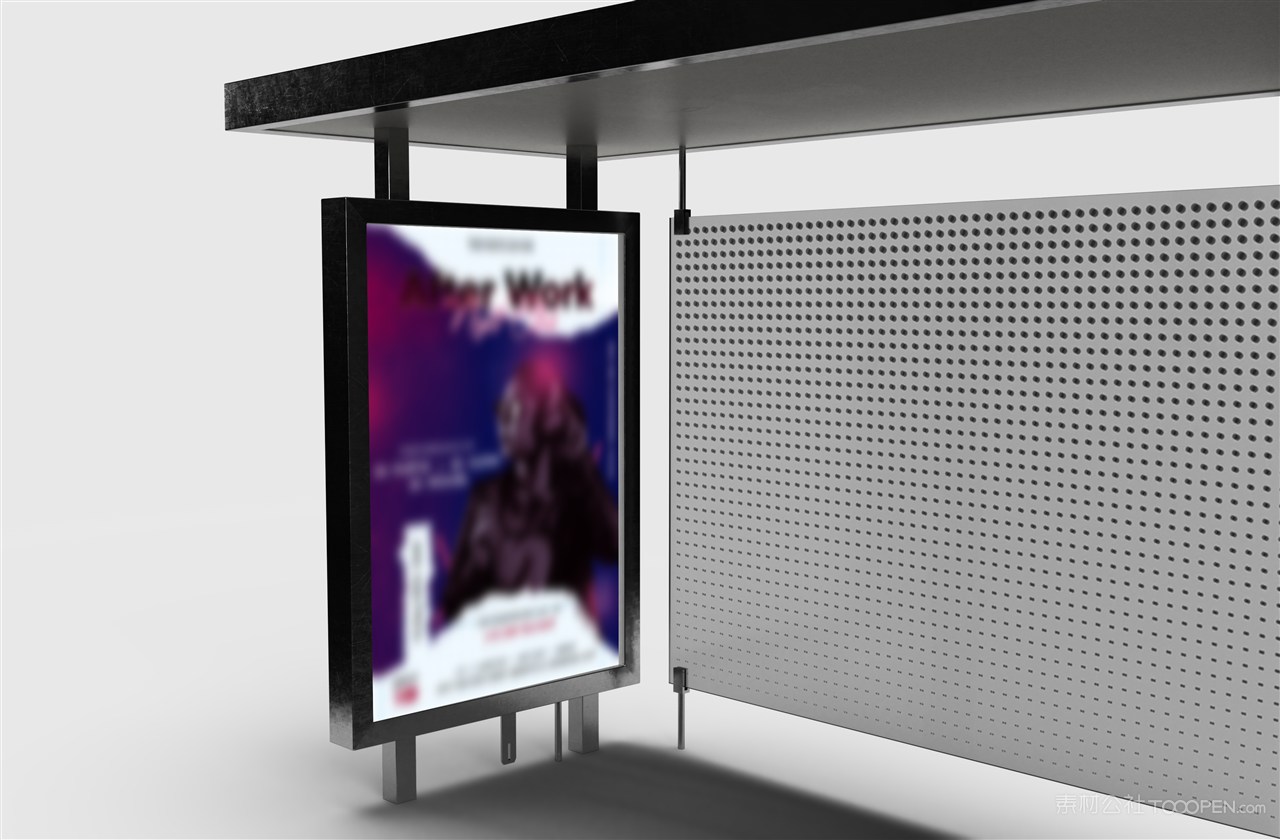 巴士站广告牌海报样机