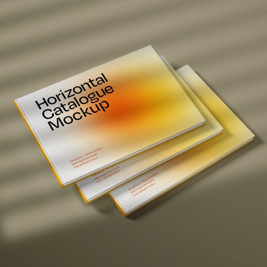 精装硬壳横版书籍画册宣传册封面样机  (1)