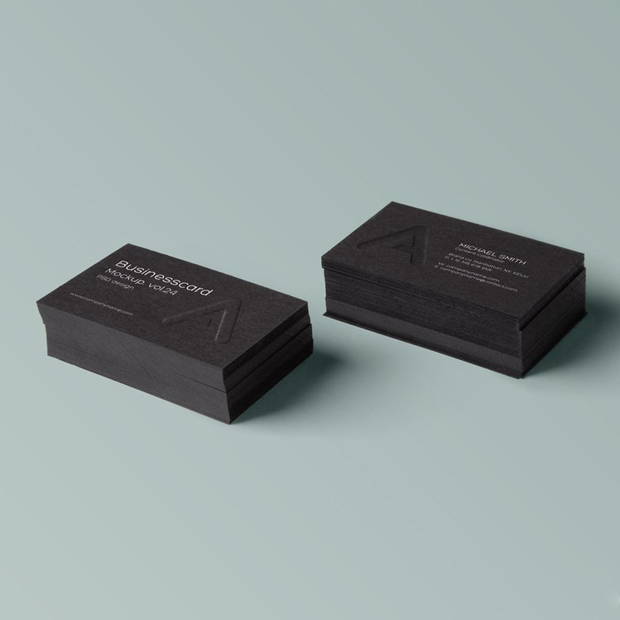 高档商务黑名片贴图简约背景样机 (9)