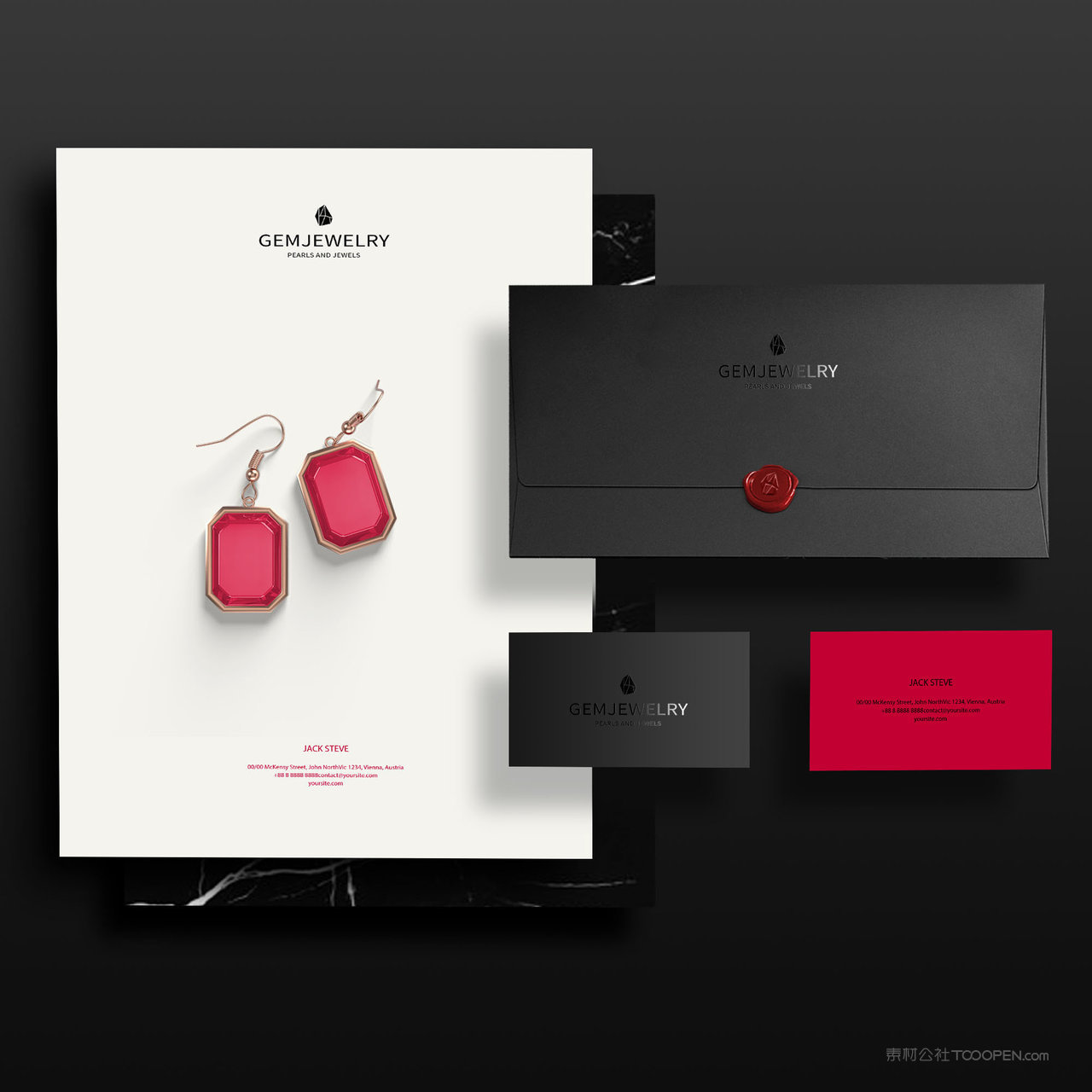 珠宝品牌VI信封文档名片贴图样机