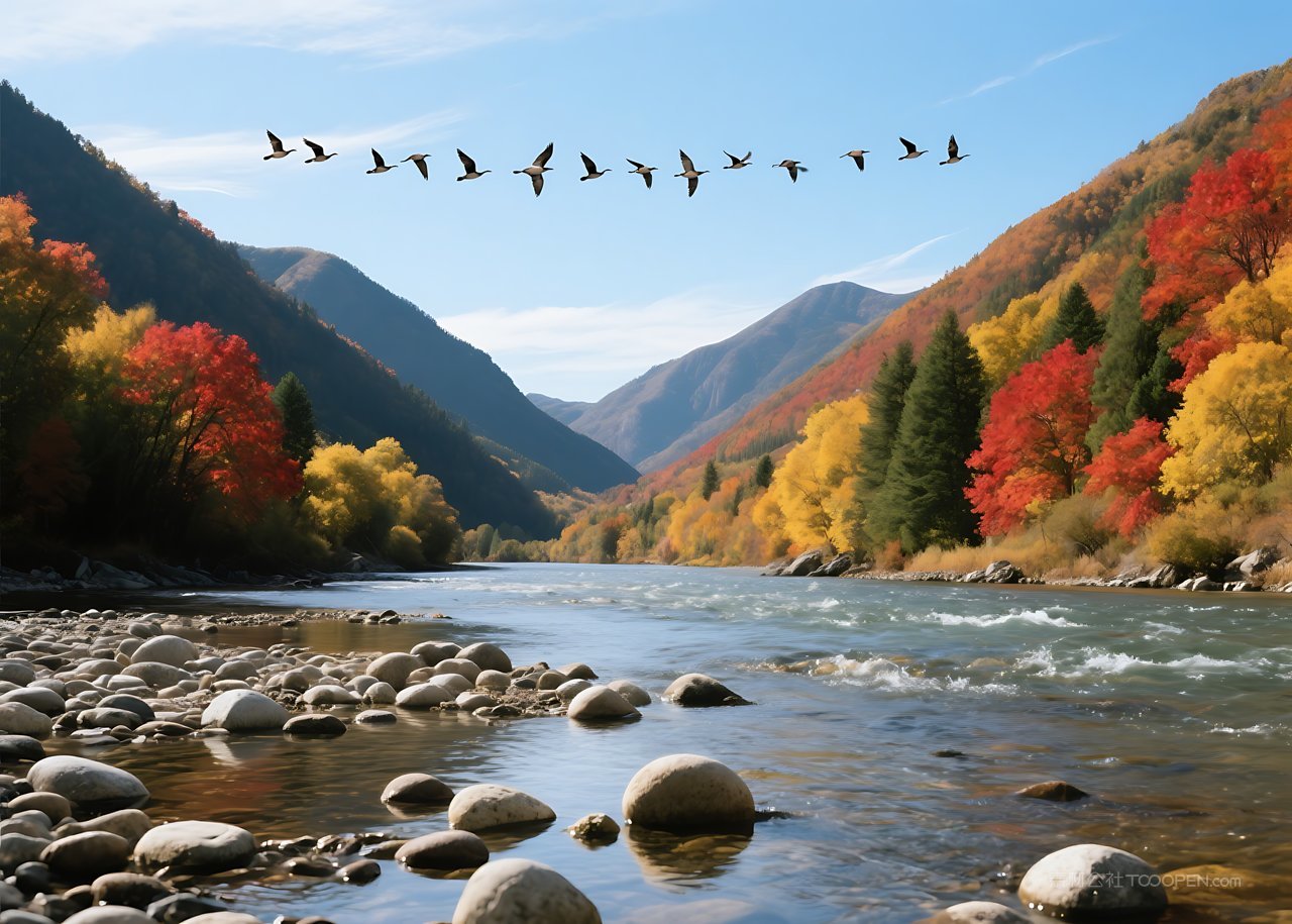 景色山峰河流湖泊群山唯美自然风景山水