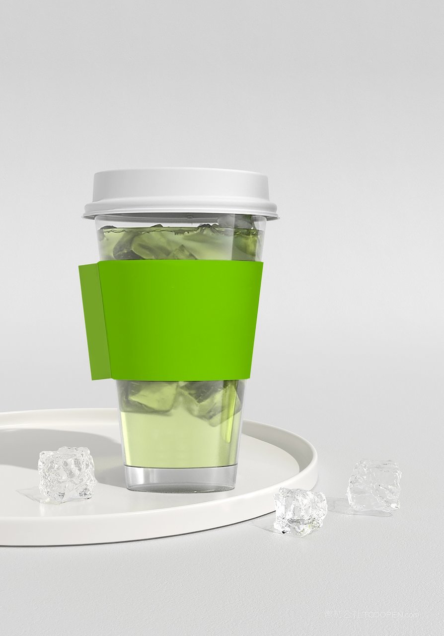 绿色一杯高级奶茶咖啡饮料餐饮品牌vi包装样机