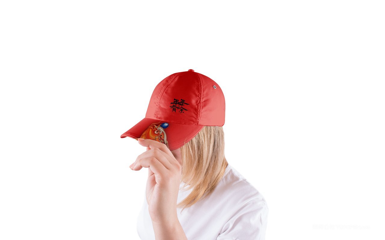 红色年年有余国潮文创帽子样机