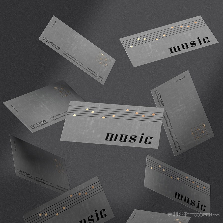 音乐品牌全套vi信封的名片样机