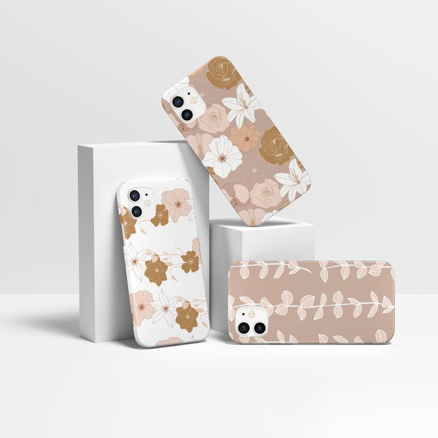 文艺花朵素色手机壳样机 (14)