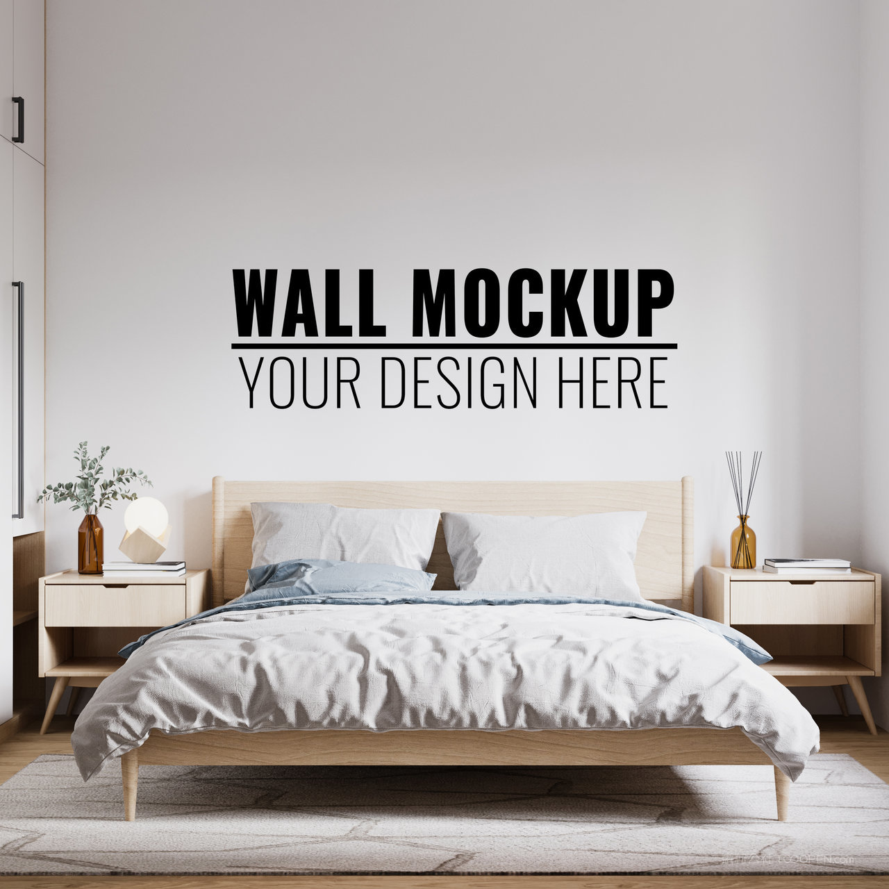 主卧床头背景墙墙面装饰贴图样机