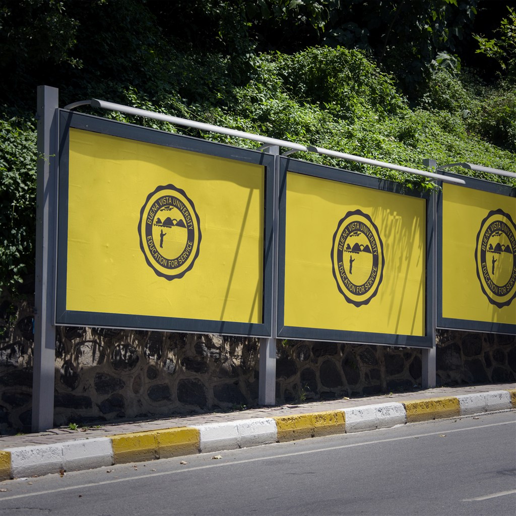 街道广告拦贴图样机