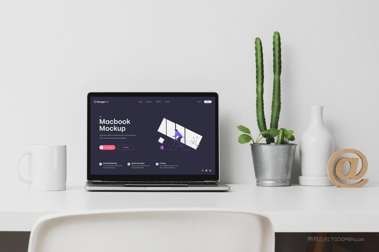 【2004期】卡通可爱苹果笔记本电脑ui界面样机 (2)