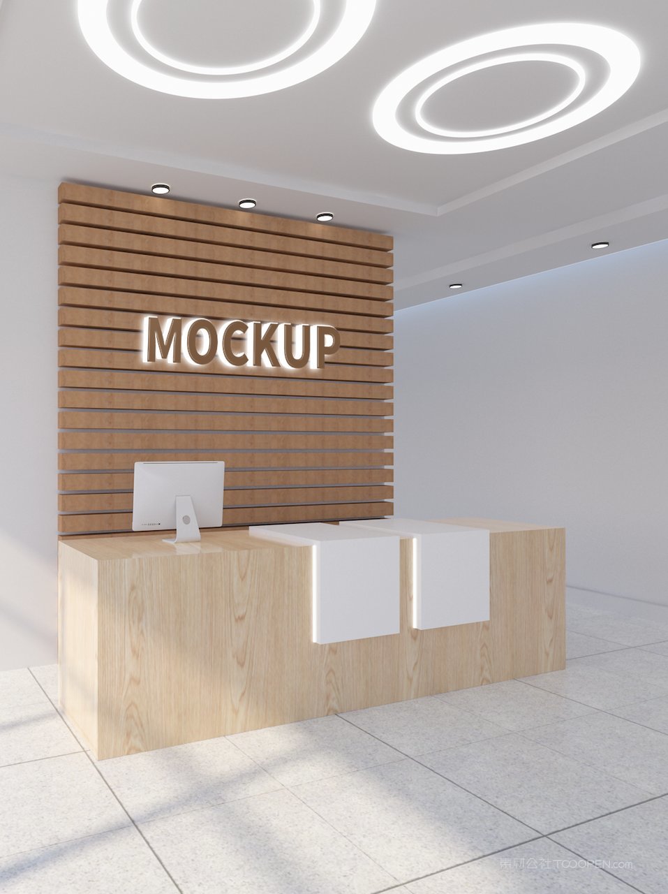 公司大门前台形象墙logo标志样机公司企业前台样机 (5)