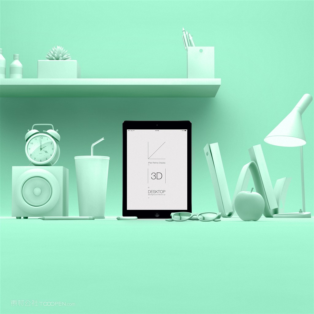 绿色桌面现代电子设备贴图样机
