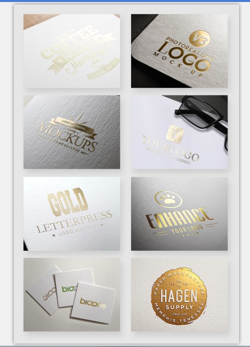 纸质印刷材质烫金LOGO贴图样机素材