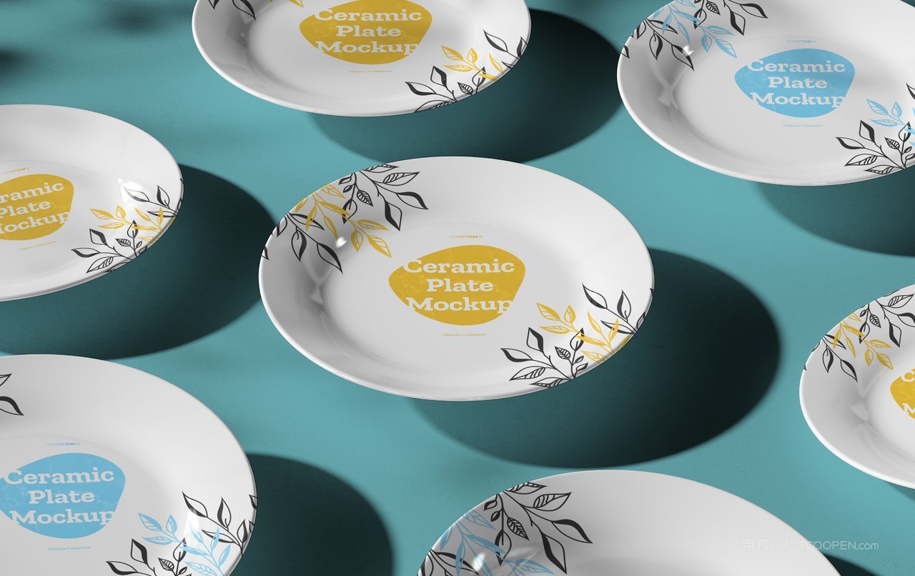 餐饮文创产品陶瓷餐具盘子vi展示样机 (6)