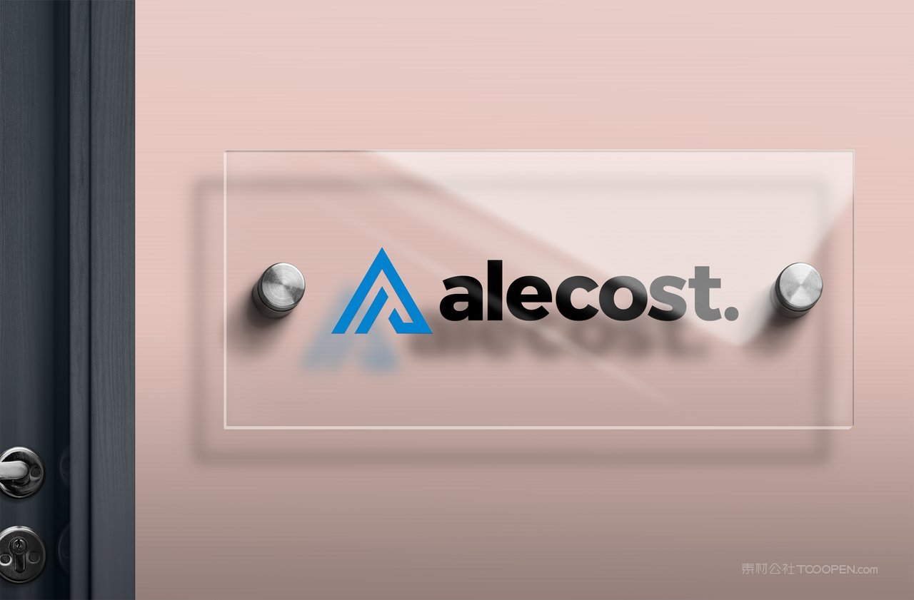 透明玻璃亚克力夹板logo广告牌门牌铭牌效果展示样机 (5)