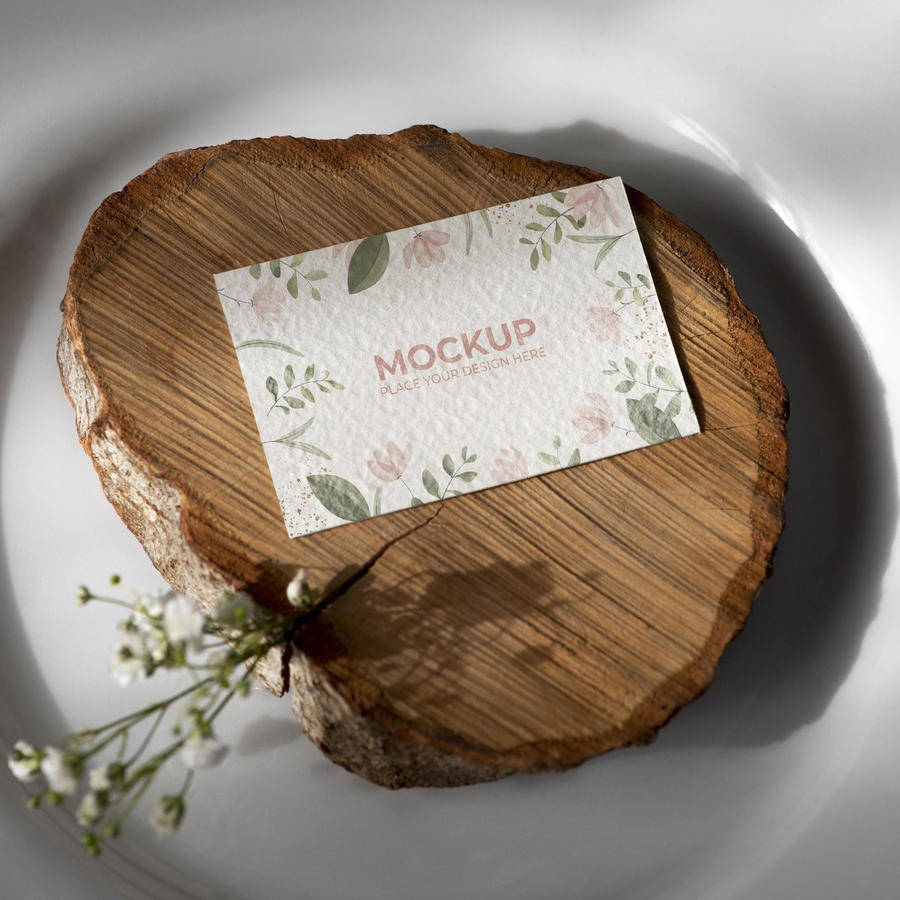 清新花卉名片样机