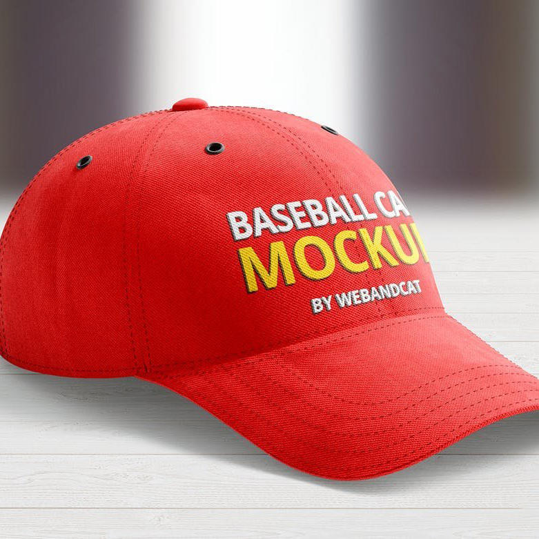 红色棒球帽样机