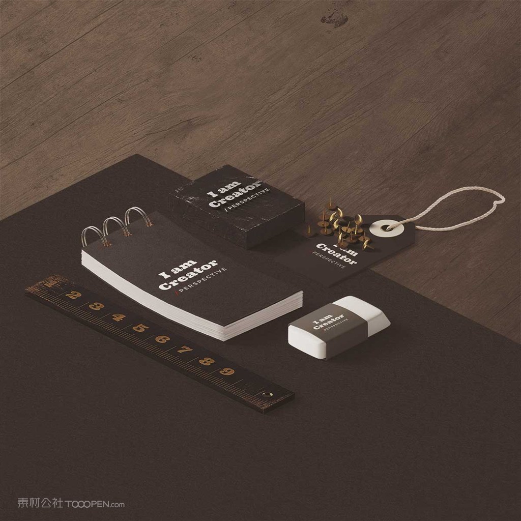 精美棕色办公用品vi样机素材