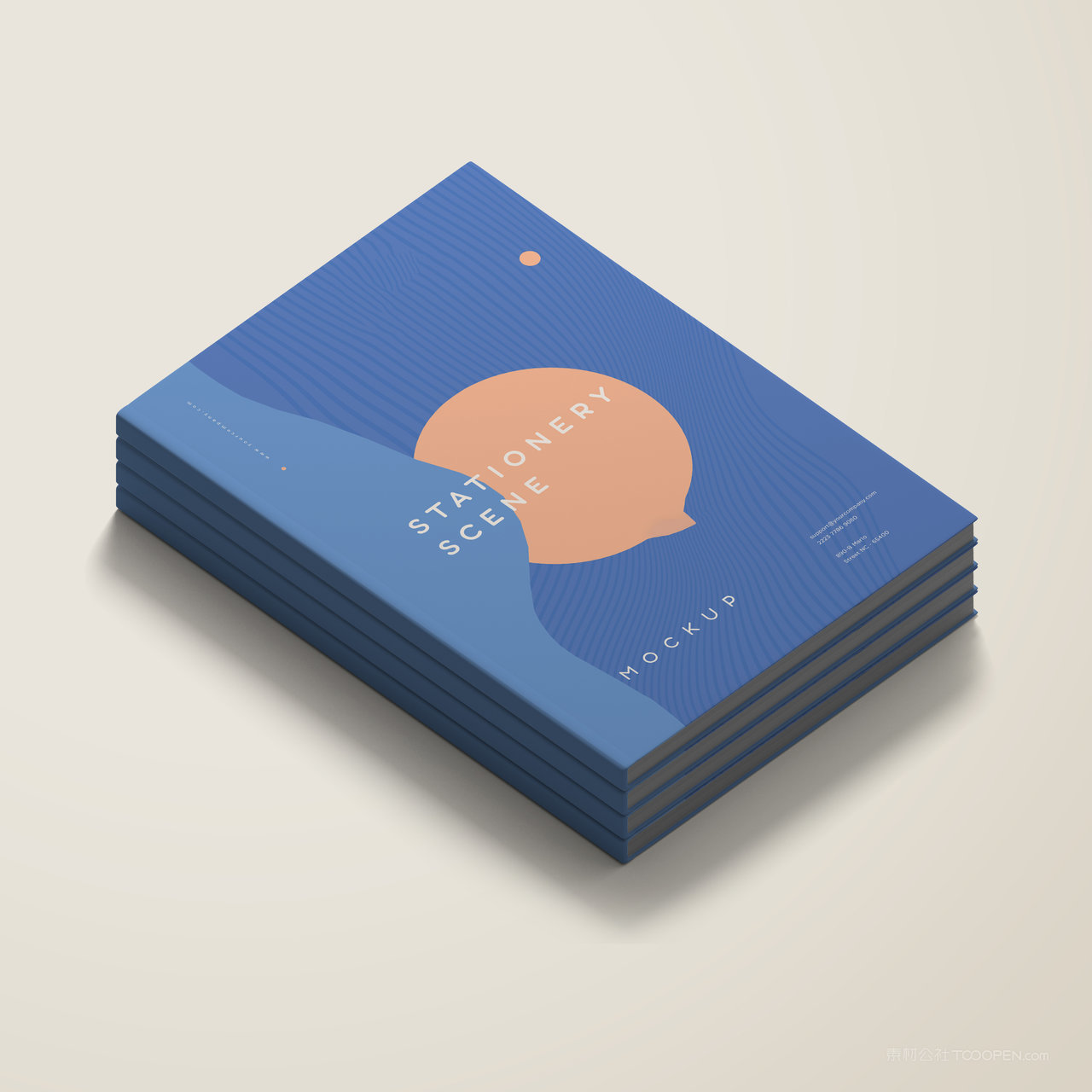 一摞精装书籍画册贴图样机