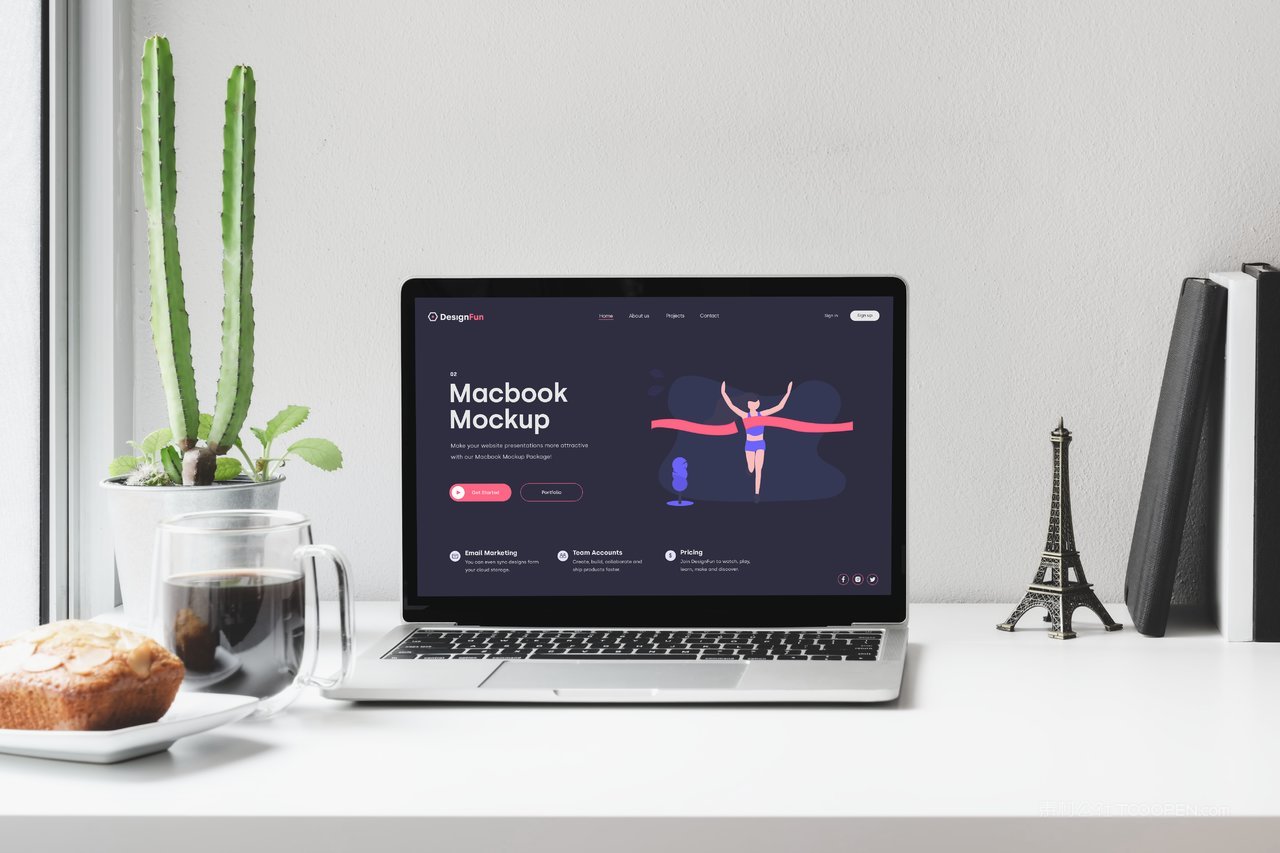 【2004期】卡通可爱苹果笔记本电脑ui界面样机 (6)