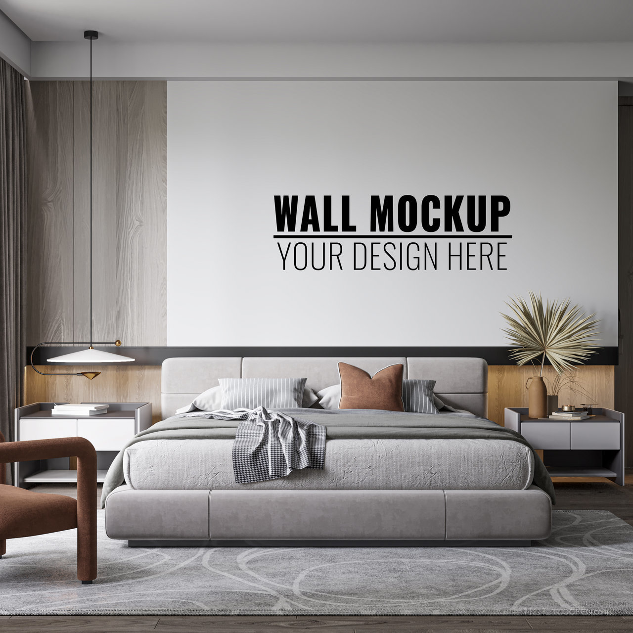 墙面装饰卧室背景墙贴图样机