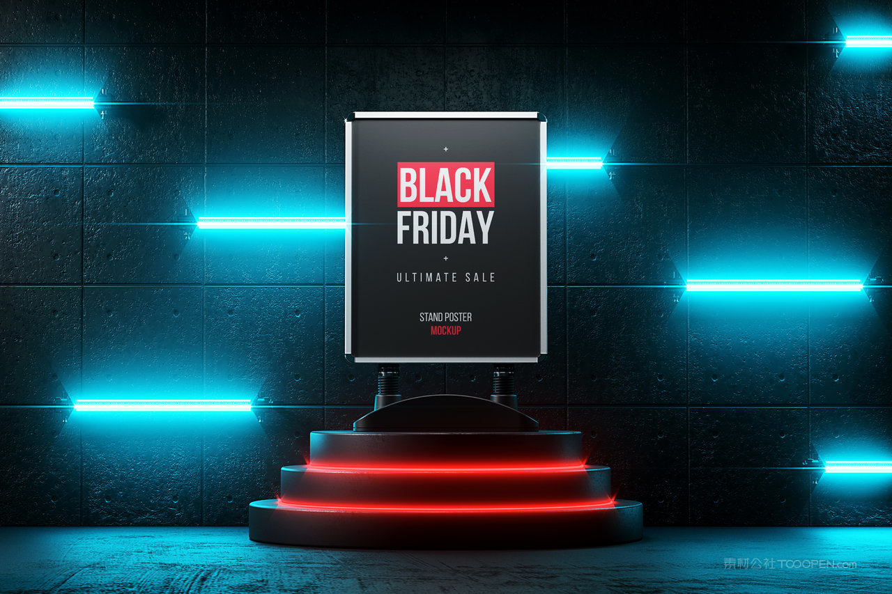霓虹灯海报框架样机