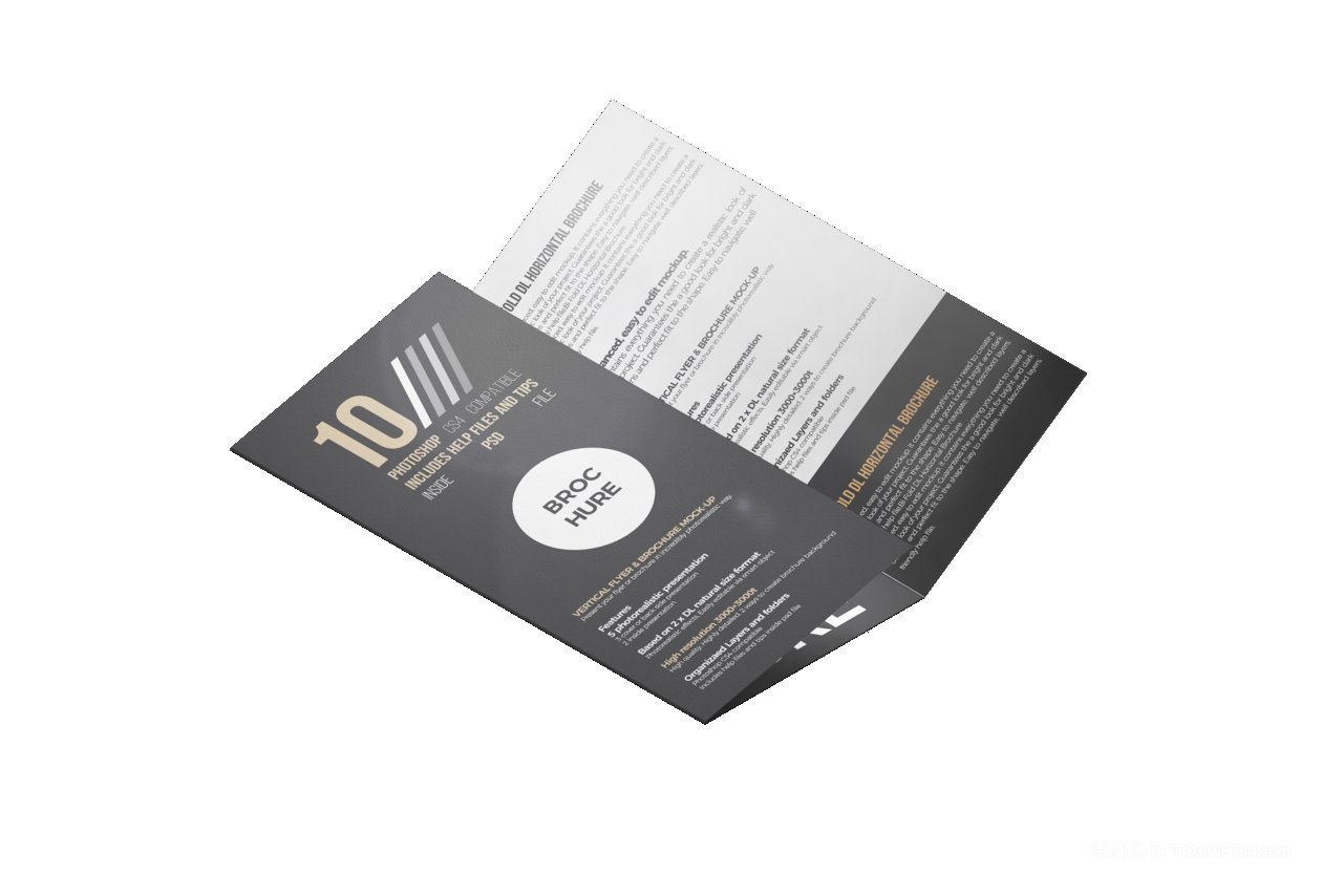 简洁商务黑三折页封面企业ps黑色背景样机 (6)