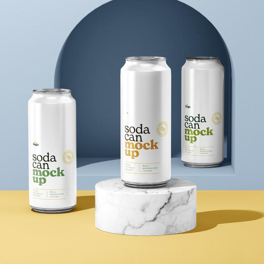 白色啤酒黄色易拉罐饮料包装样机 (1)