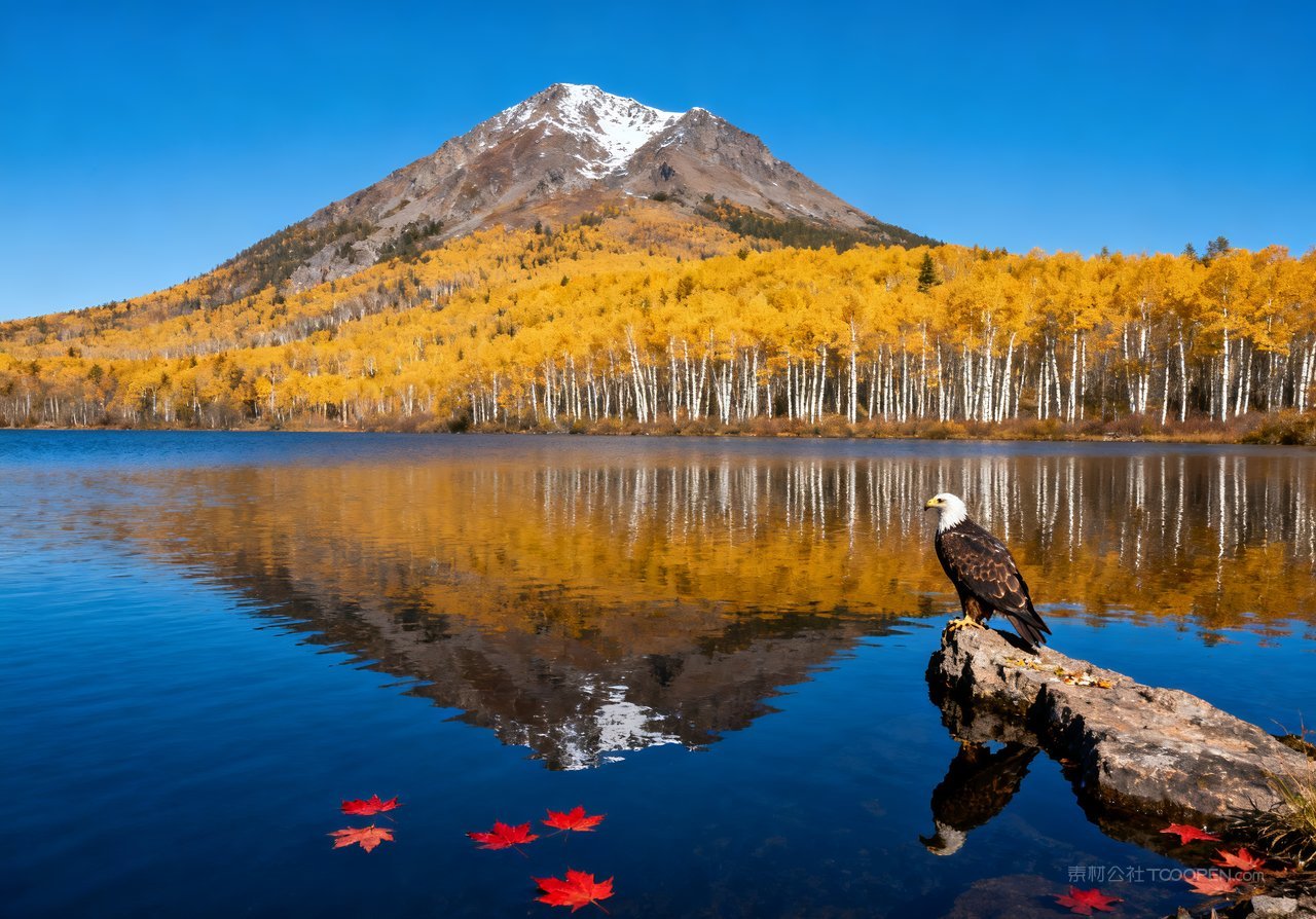 青山湖泊意境山水秋天山峰唯美天空