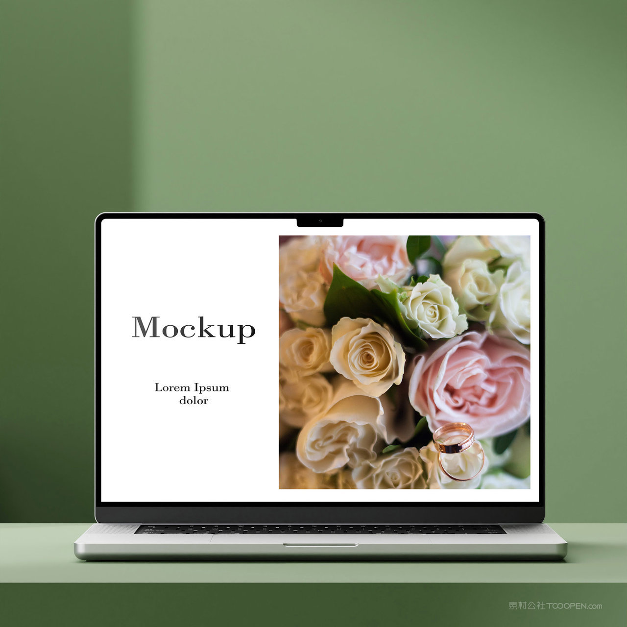 小清新背景笔记本电脑贴图样机