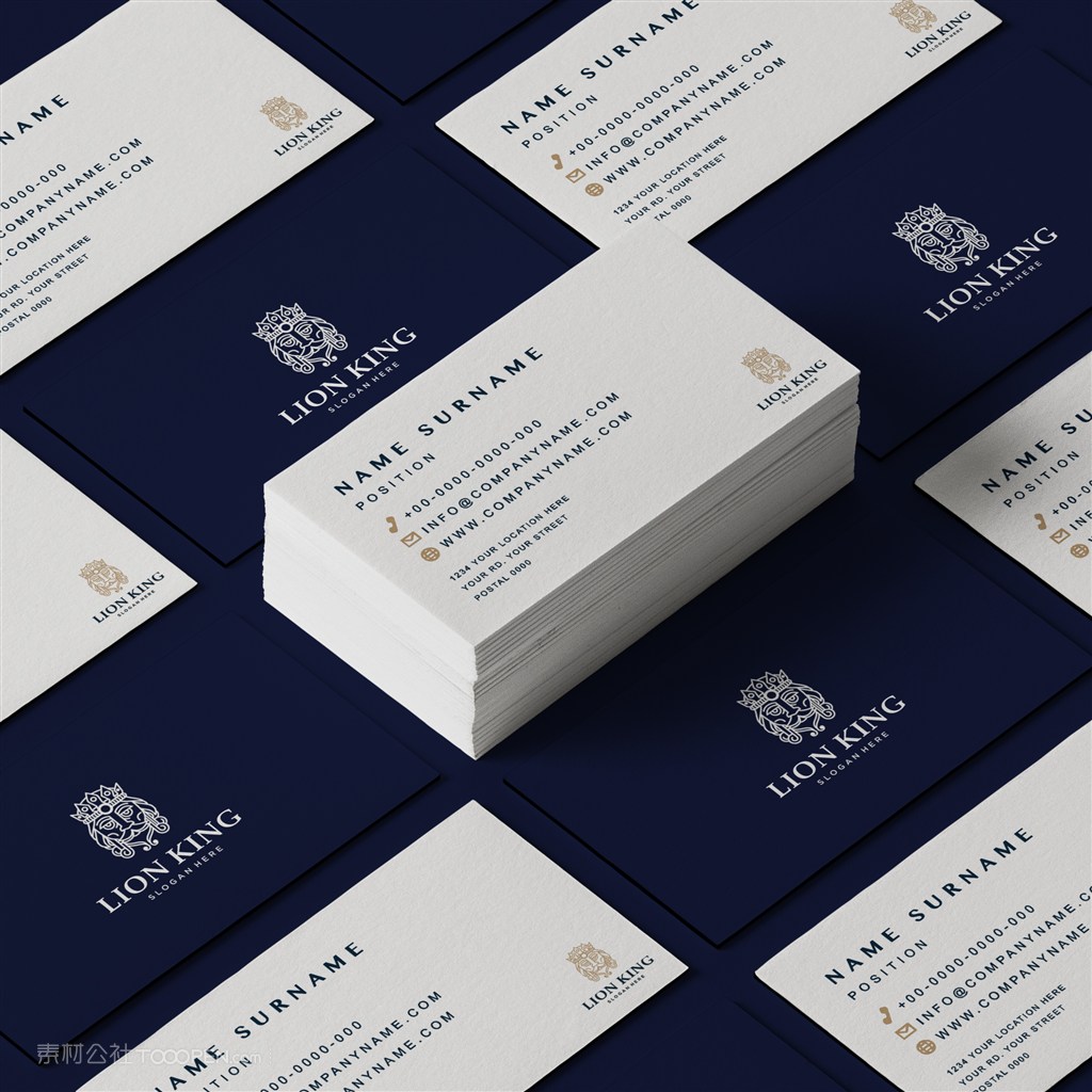 蓝色轻奢名片正反面贴图样机