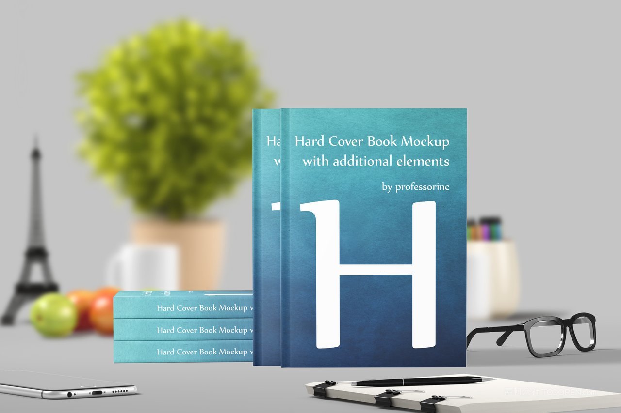 创意硬壳厚厚的书本书籍场景样机 (20)