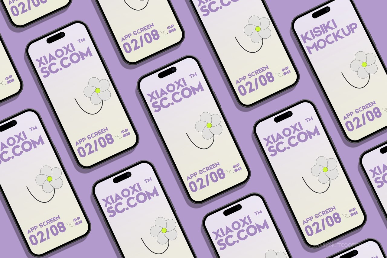 紫色高贵iphone14手机屏幕app应用界面作品集样机 (4)