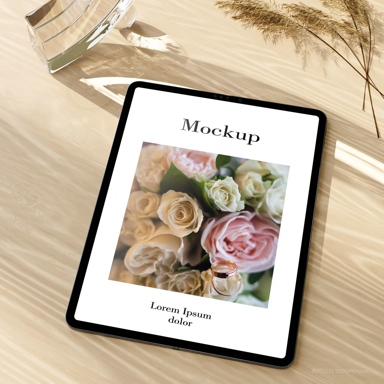 木板上的ipad贴图样机