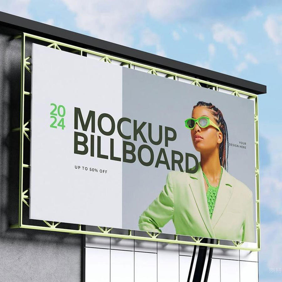 房顶上的广告牌样机