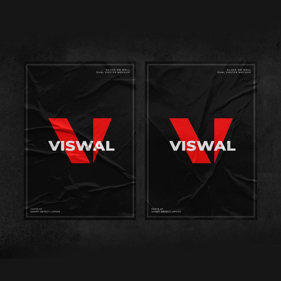 深色场景双海报样机