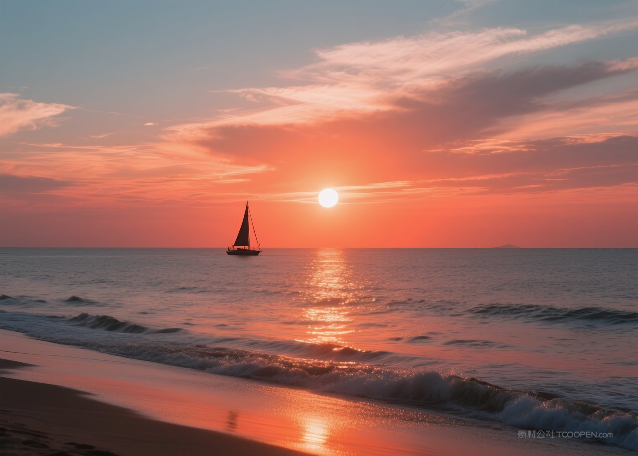 唯美高清日落云层云彩自然天空风景