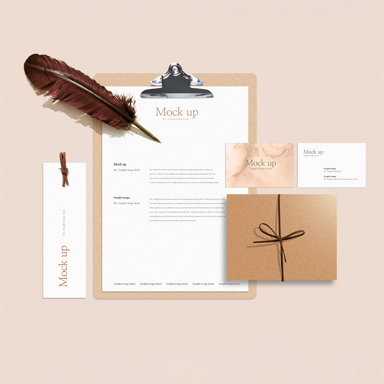 羽毛夹板礼物名片VI样机