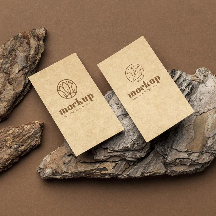 松树皮背景简约高档名片样机